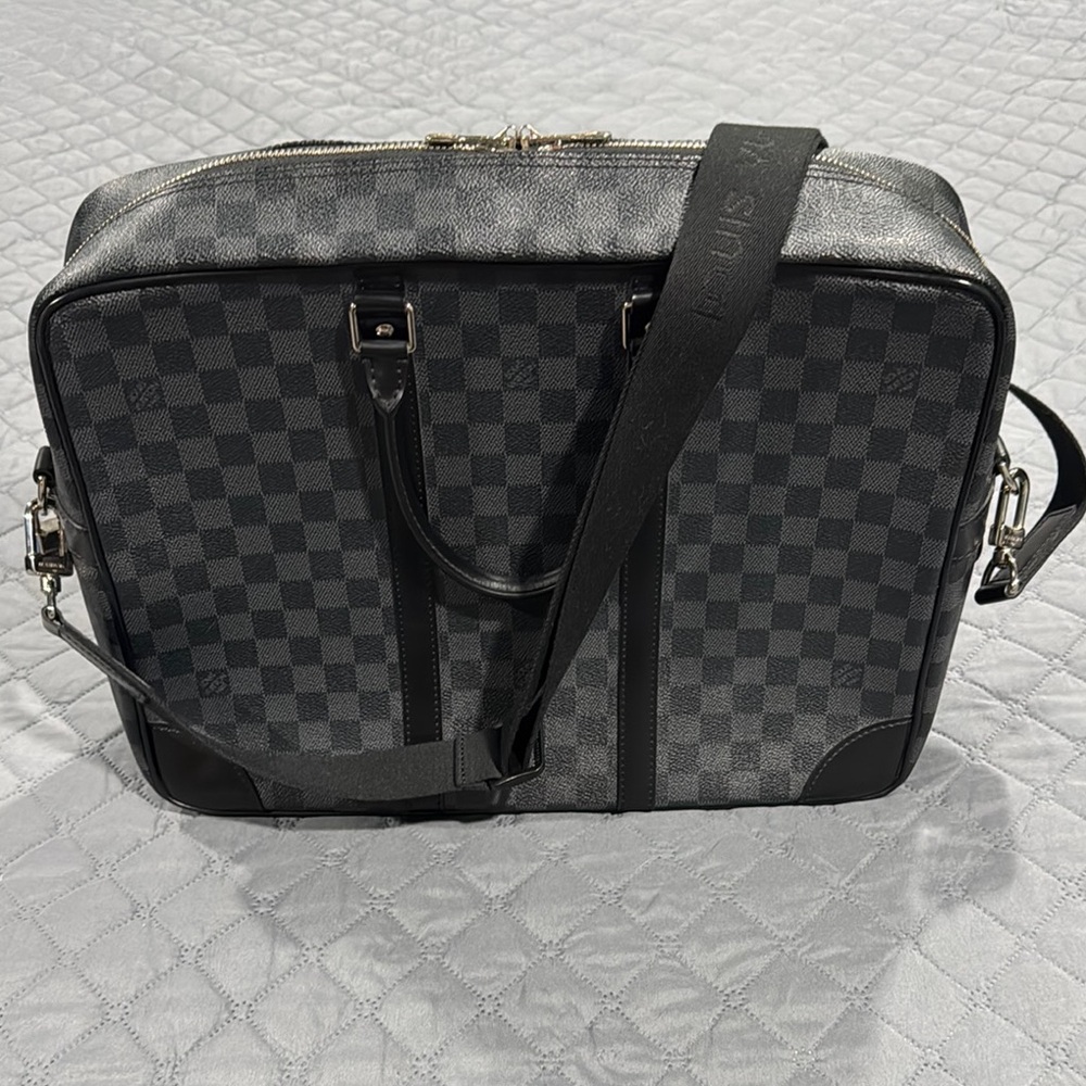 Louis Vuitton Black and Gray Briefcase with Damier Pattern
